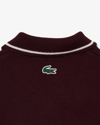 Badge Accent Tennis Heritage Zipped Polo Collar Sweater