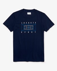 T-shirt da tennis da uomo in jersey tecnico con stampa e collo rotondo Lacoste SPORT