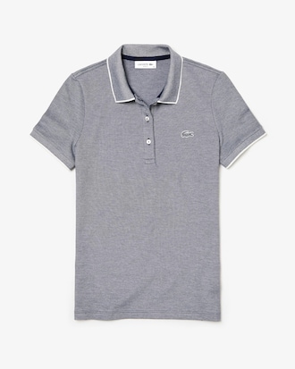 Polo slim fit Lacoste in mini piqu&eacute; stretch millerighe