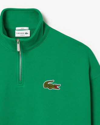 Felpa con collo con zip e stemma a contrasto loose fit
