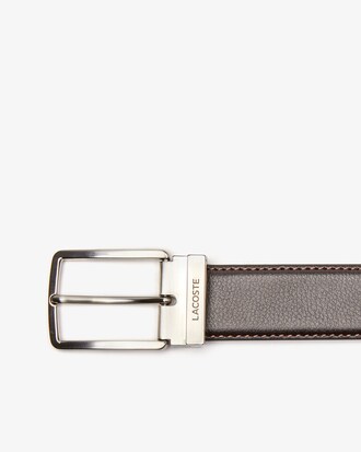 Cintura da uomo in pelle martellata con fibbia e incisione Lacoste