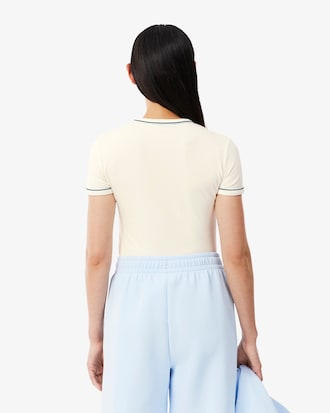 T-shirt in jersey con bordo a contrasto