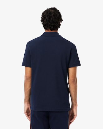 Polo regular fit in mini-piqu&eacute; color block con marchio