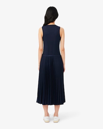 Abito lungo senza maniche plissettato