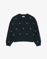 Felpa oversize in piqu&eacute; con ricami