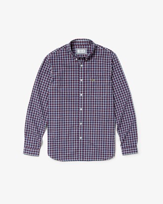 Camicia da uomo in popeline di cotone a quadri a contrasto regular fit