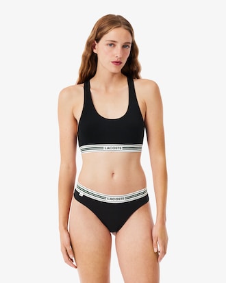 Bralette in cotone stretch con fascia a contrasto