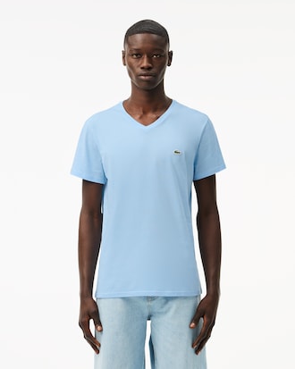 T-shirt con collo a V in jersey di cotone Pima leggero