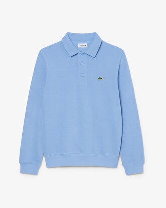 Felpa con collo a polo in cotone a coste