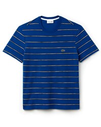 T-shirt a girocollo in mini piqu&eacute; di cotone stampato a righe