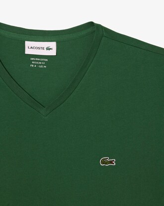 T-shirt con collo a V in jersey di cotone Pima leggero