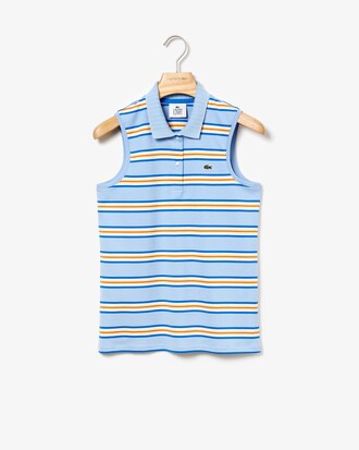 Polo da donna in cotone a righe arcobaleno slim fit Lacoste LIVE