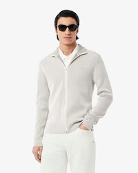 Maglione in cotone a coste con zip