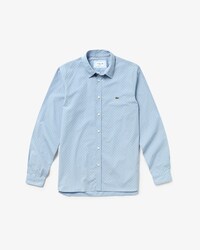 Camicia da uomo in popeline di cotone stampato con mini logo slim fit