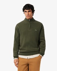 Maglione a collo alto in lana cardata con zip