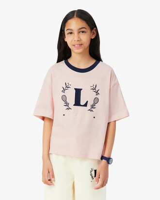 T-shirt in cotone con stemma a contrasto