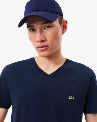 T-shirt con collo a V in jersey di cotone Pima leggero