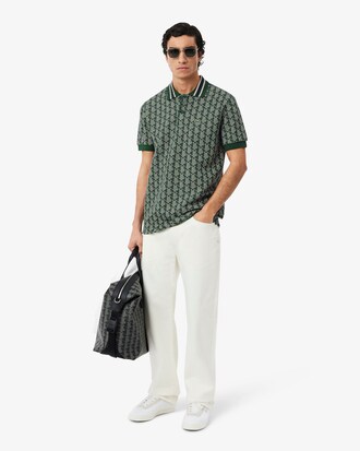 Polo dal taglio classico in jacquard con monogramma