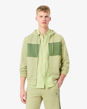 Felpa color block con cappuccio e zip