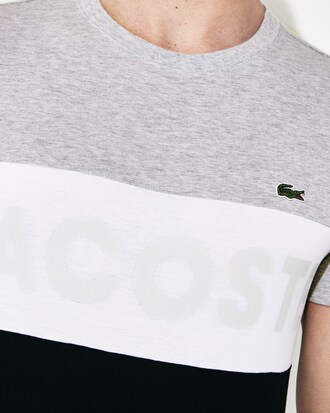 T-shirt da uomo in cotone color block con scritta Lacoste SPORT