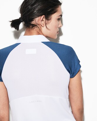 Polo da tennis da donna in piqu&eacute; tecnico e rete bicolore con scollo aperto Lacoste SPORT