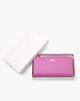 Portafoglio con zip Chantaco in pelle a piqué 8 carte