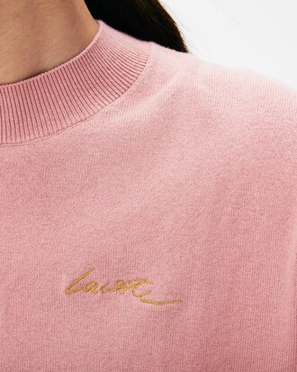 Pullover da donna in cashmere e cotone a costine con spacchi Lacoste Live