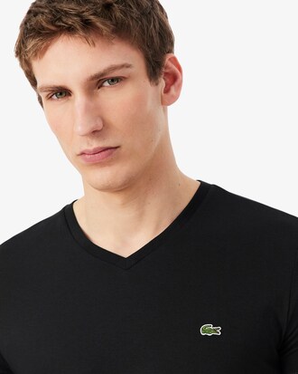 T-shirt con collo a V in jersey di cotone Pima leggero
