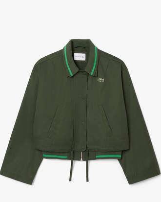 Giacca oversize in twill con logo e collo a polo