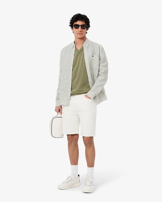 T-shirt con collo a V in jersey di cotone Pima leggero