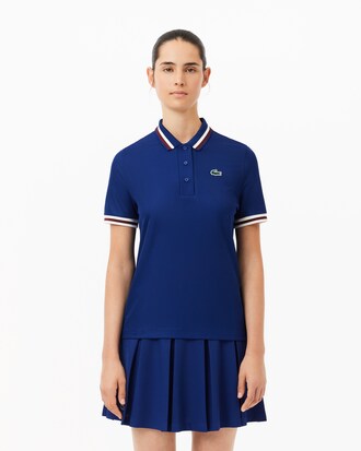 Polo da tennis con colletto a righe UV Protect
