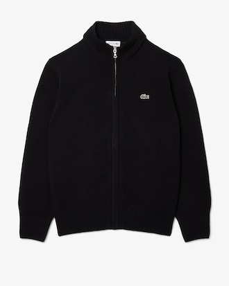 Maglione con zip in lana cardata