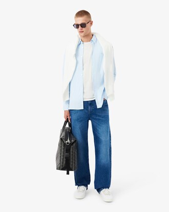 Camicia a righe in popeline stretch slim fit