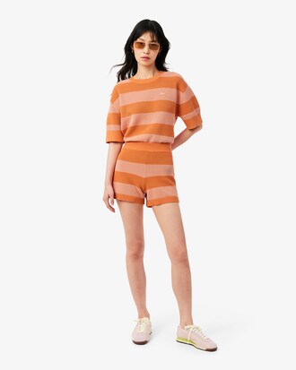 Shorts in maglia mesh a righe