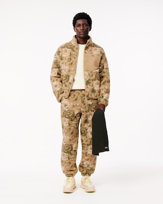 Giacca in pile con zip e motivo floreale