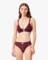 Perizoma in mesh con righe in velour