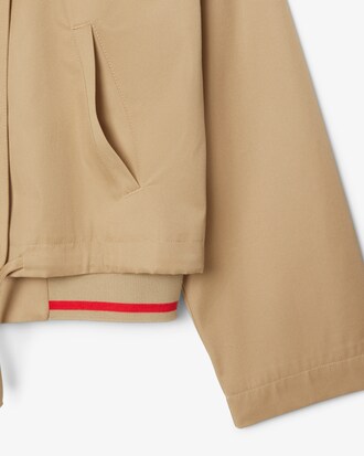 Giacca oversize in twill con logo e collo a polo