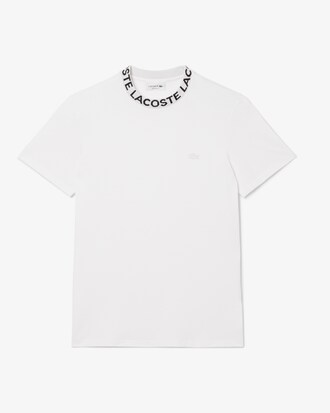 T-shirt in piqué con marchio jacquard