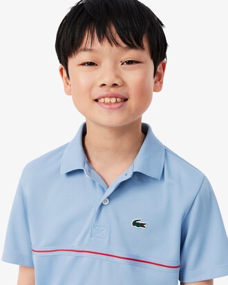 Polo in piqu&eacute; Ultra Dry a righe con marchio