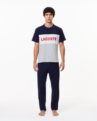 Completo pigiama lungo in cotone colorblock