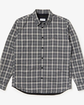 Camicia da uomo in cotone a quadri con manica imbottita boxy fit
