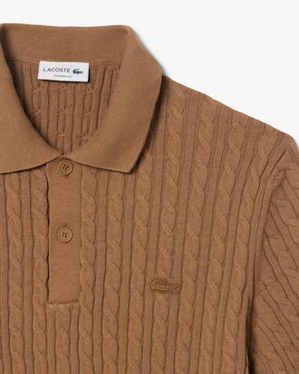 Polo classic fit in maglia a trecce di cotone