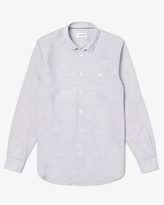 Camicia da uomo in popeline di cotone a righe orizzontali regular fit