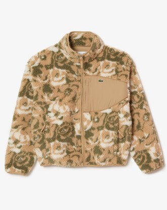 Giacca in pile con zip e motivo floreale