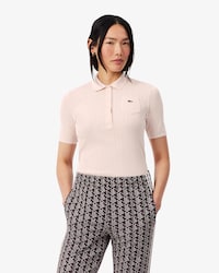 Polo slim fit in maglia pointelle