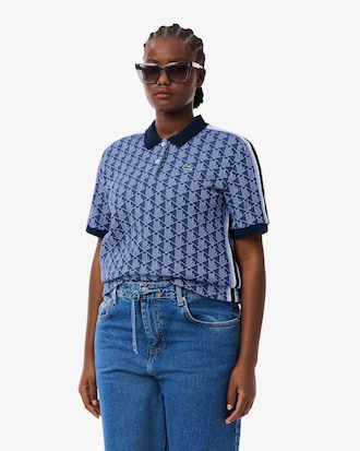 Polo slim fit in jacquard con monogramma