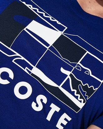 T-shirt da uomo traspirante con motivo di campo da tennis Lacoste SPORT