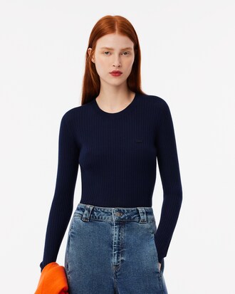 Maglione a costine 3D in lana merino