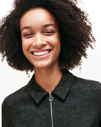 Vestito skater da donna in maglia con zip