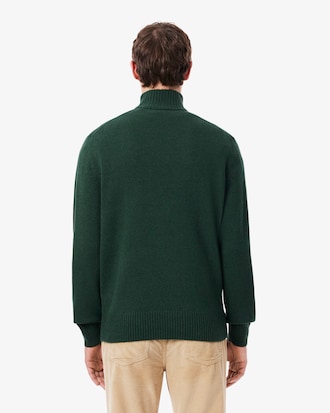 Maglione a collo alto in lana cardata con zip